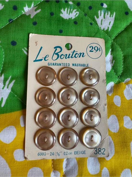 Other - vintage Le Bouton 5/8" beige 2-hole shank buttons